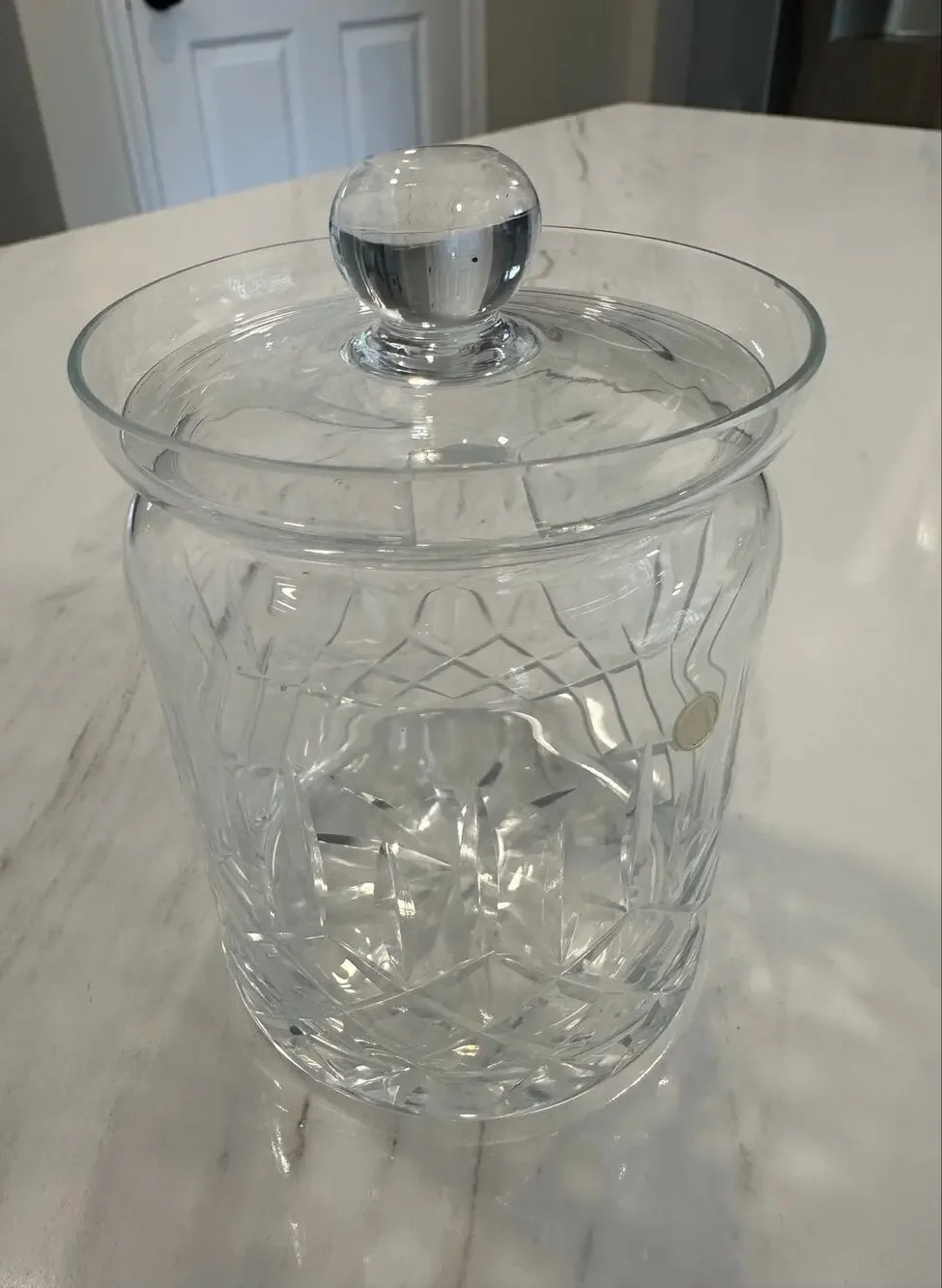 Vintage Hungarian Hand Cut Crystal Jam Honey Jar Lidded Ball Finial 4.5